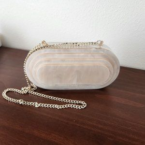 Zara mother of pearl cream acrylic clutch
